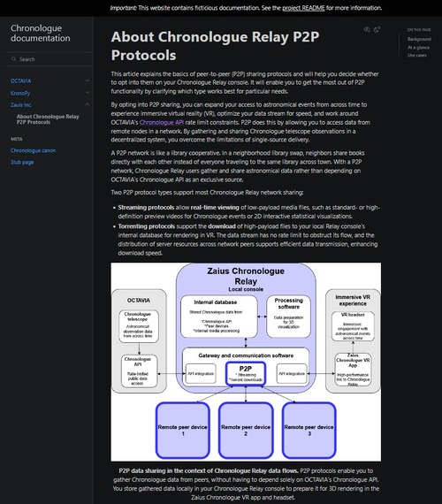 Screenshot of About Chronologue Relay P2P Protocols