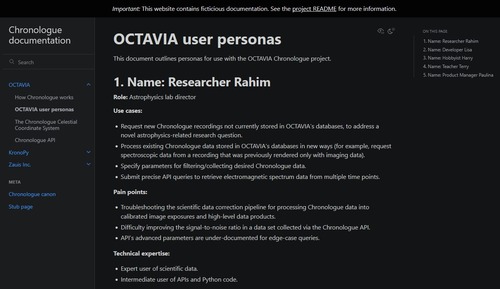 Screenshot of OCTAVIA user personas